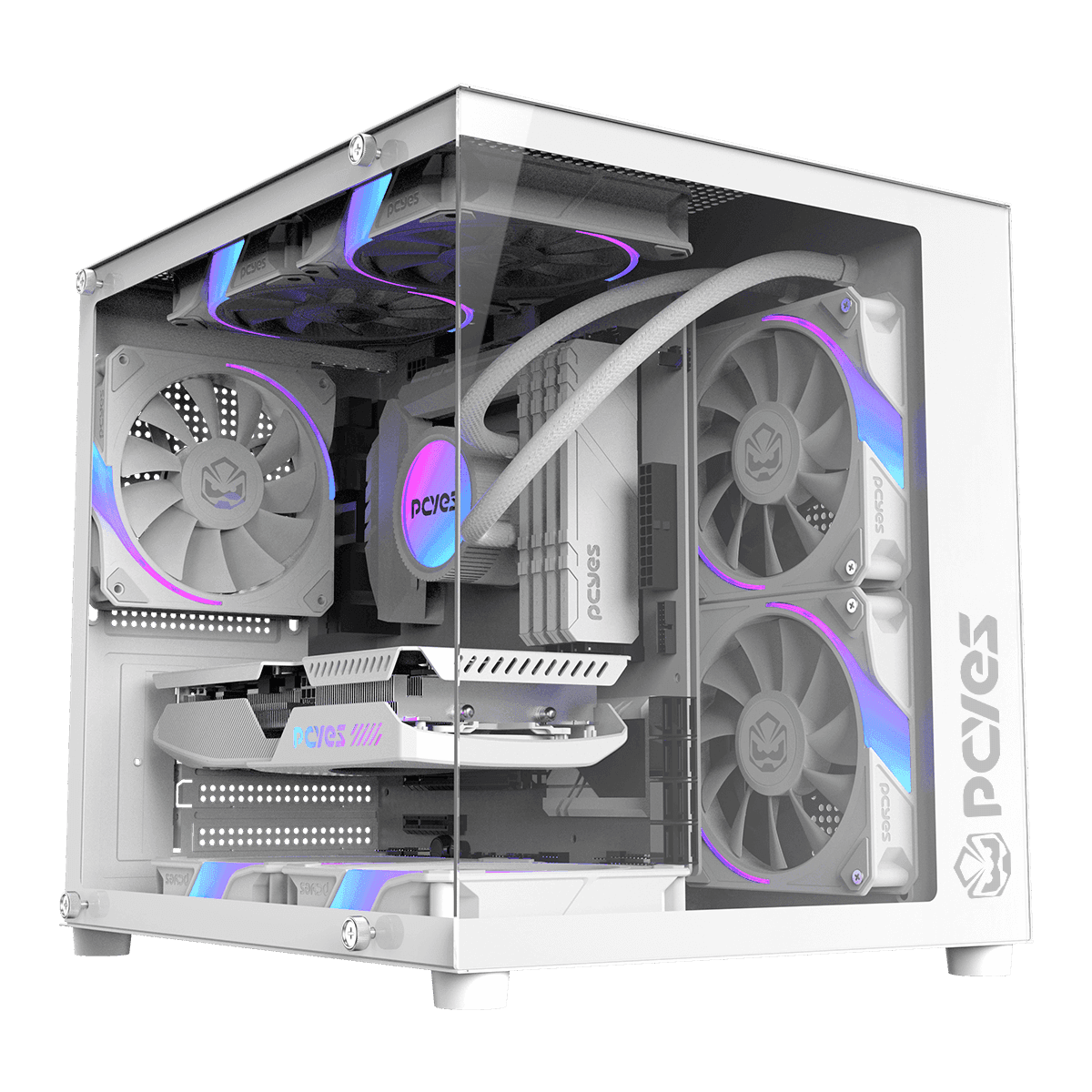 Gabinete Gamer PCYES Forcefield Mini White Ghost Vidro Temperado