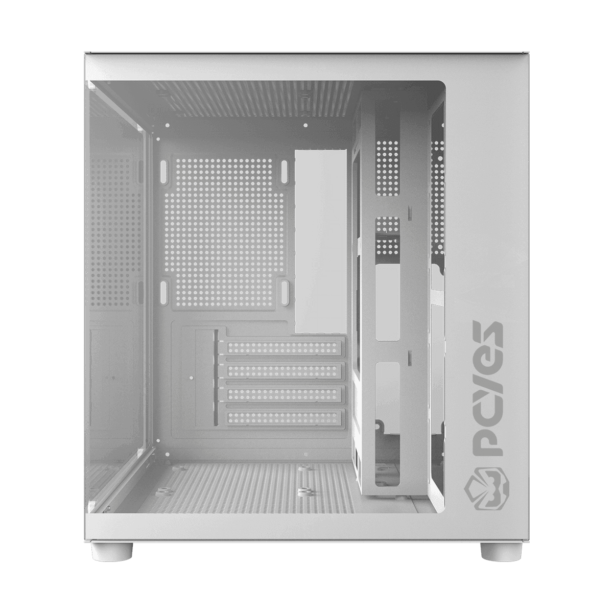 Gabinete Gamer PCYES Forcefield Mini White Ghost Vidro Temperado em destaque