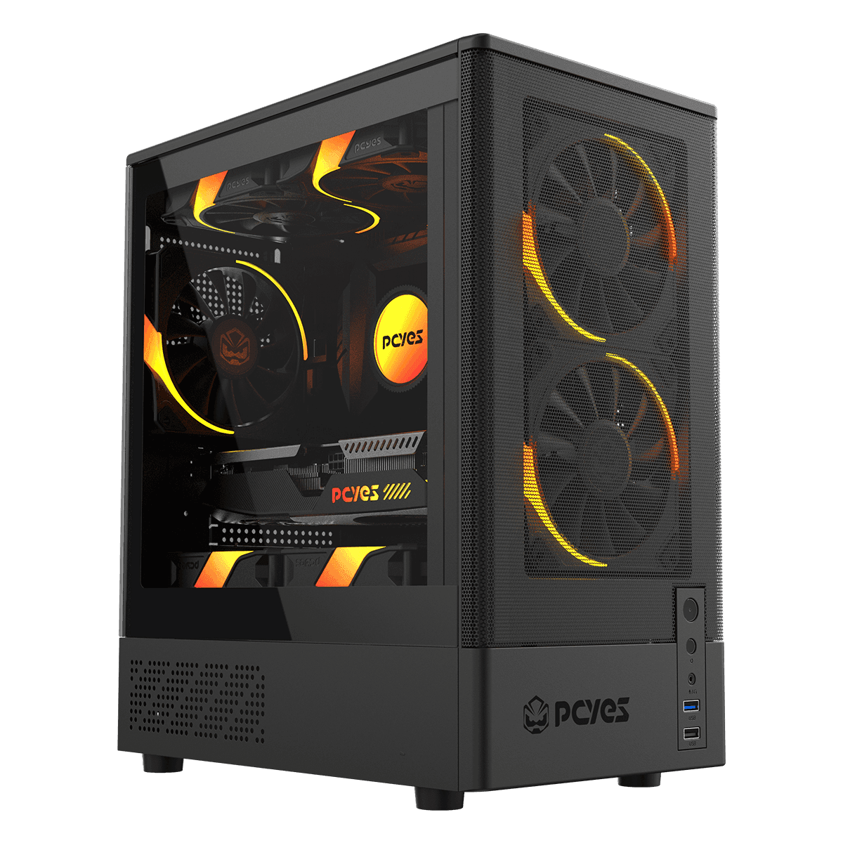 Gabinete Gamer Mid Tower Kauri Black Vulcan PCYes