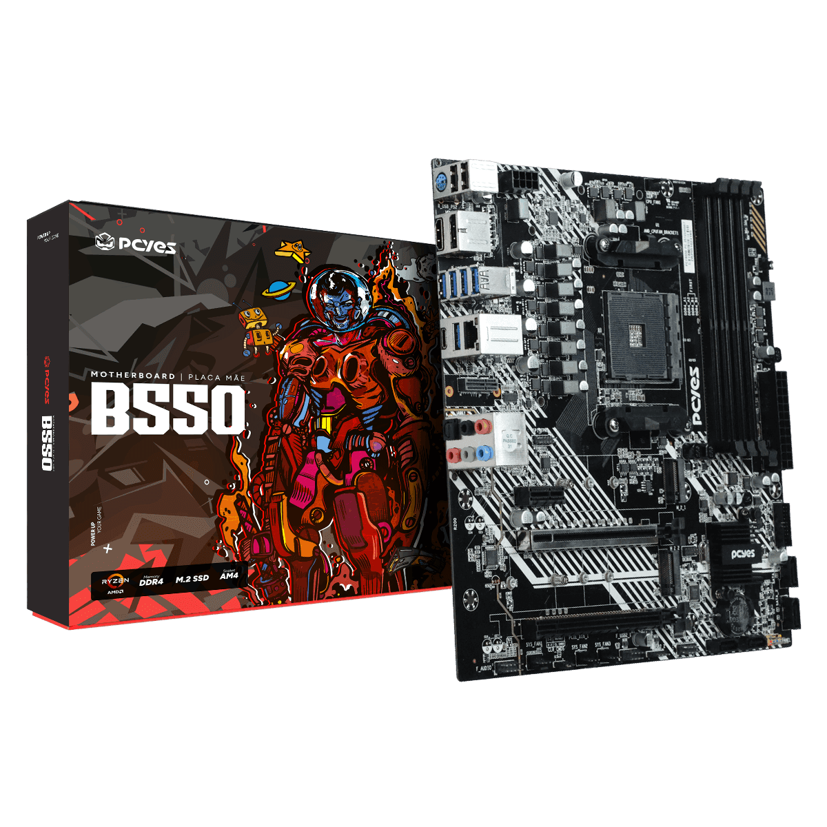 Placa Mãe PCYES B550 AM4 DDR4 PCIe 4.0 USB-C PCYB550-RZ5128