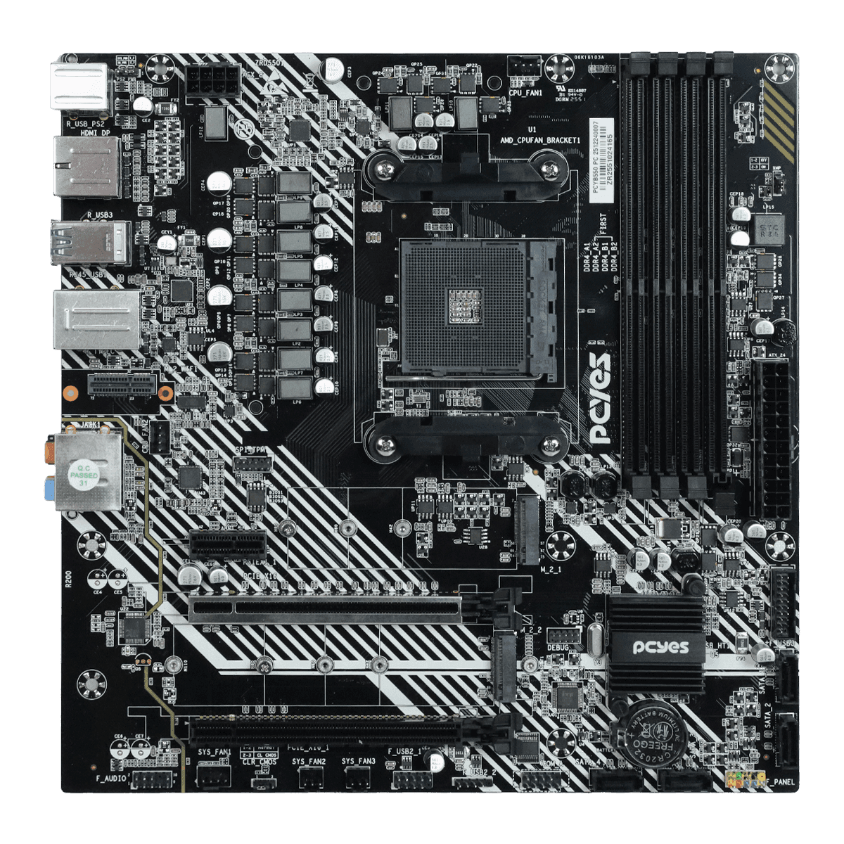 Placa Mãe PCYES B550 AM4 DDR4 PCIe 4.0 USB-C PCYB550-RZ5128 detalhe