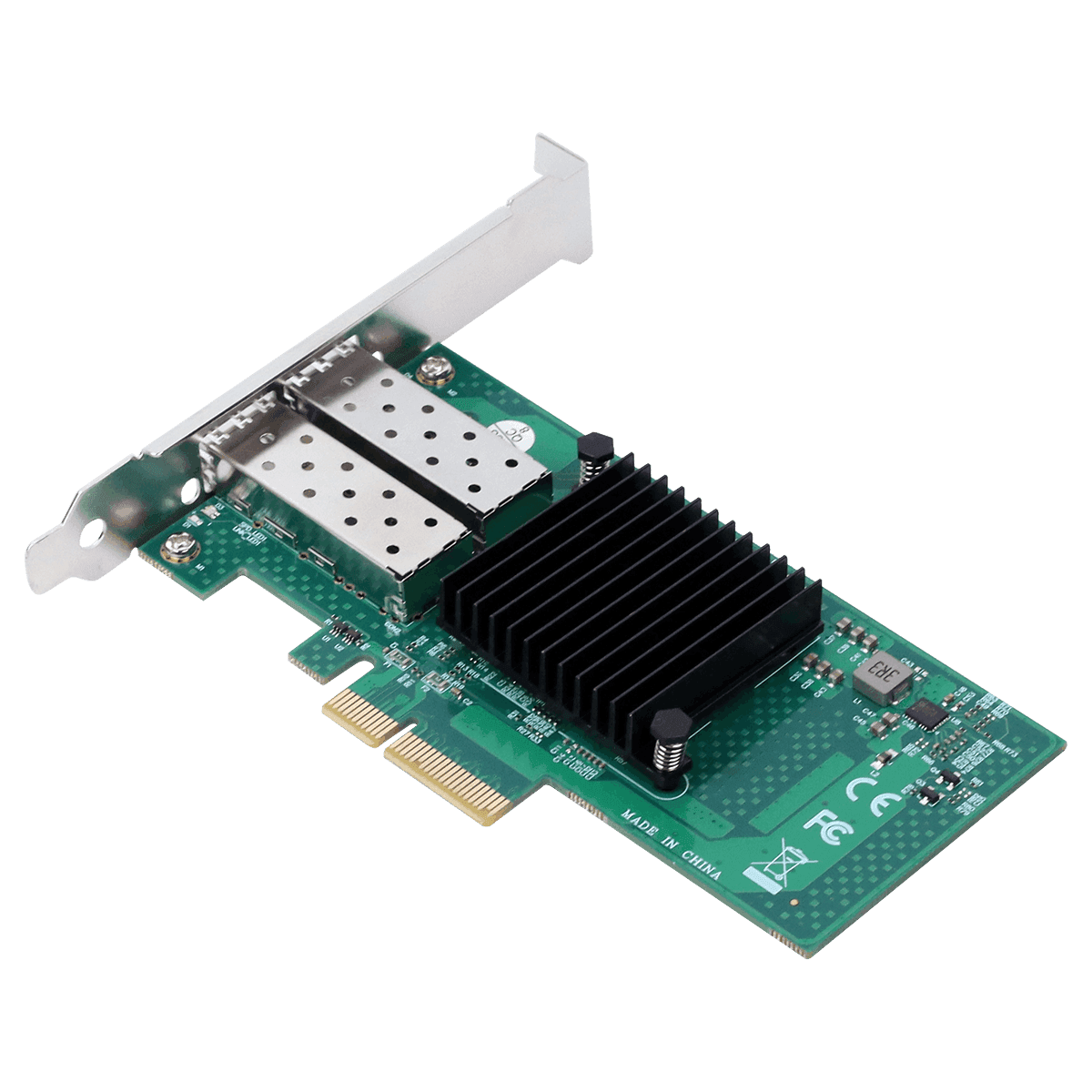 Placa de Rede PCYES 10G SFP+ Dual Port PCI-E X4 SFP10G2P em destaque