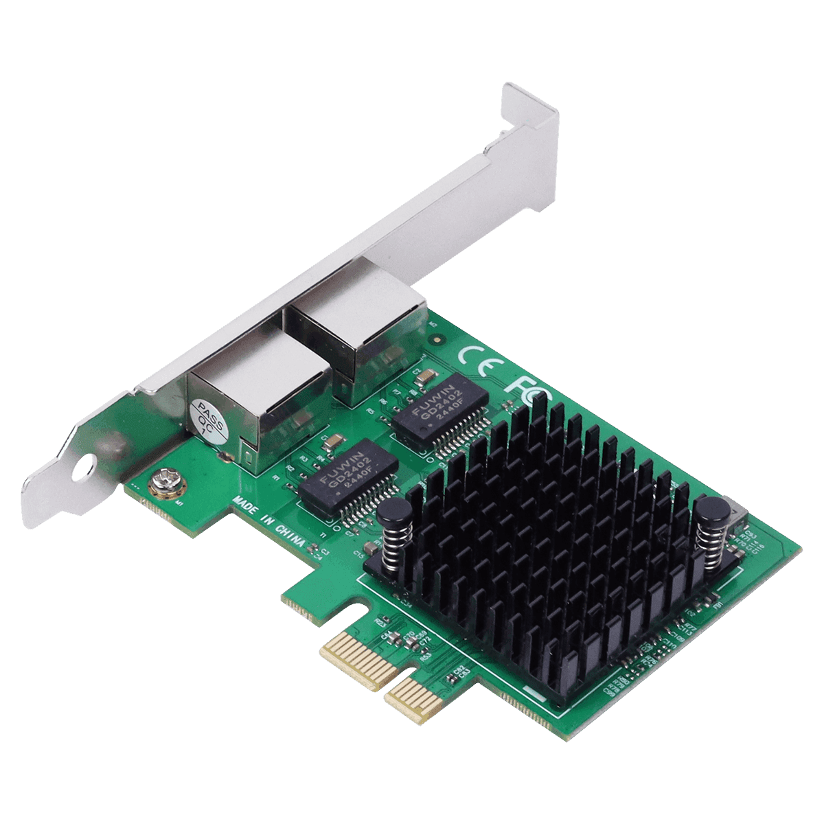 Placa de Rede PCYES 2.5G Dual Port RJ45 Chipset Intel PCI-E X1 LC2500-2PIT em destaque