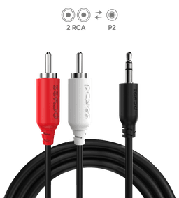 Cabo Áudio 2 RCA para P2 3.5mm PCYES 1M Estéreo P2R35-1 2