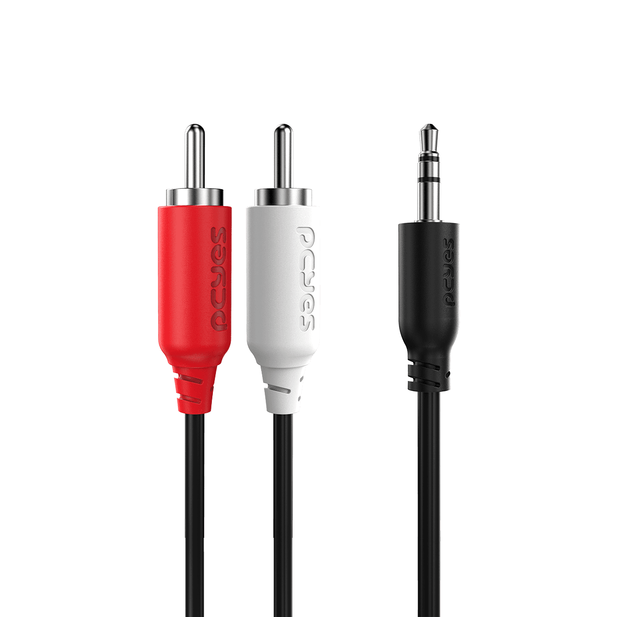 Cabo Áudio 2 RCA para P2 3.5mm PCYES 1M Estéreo P2R35-1 detalhe