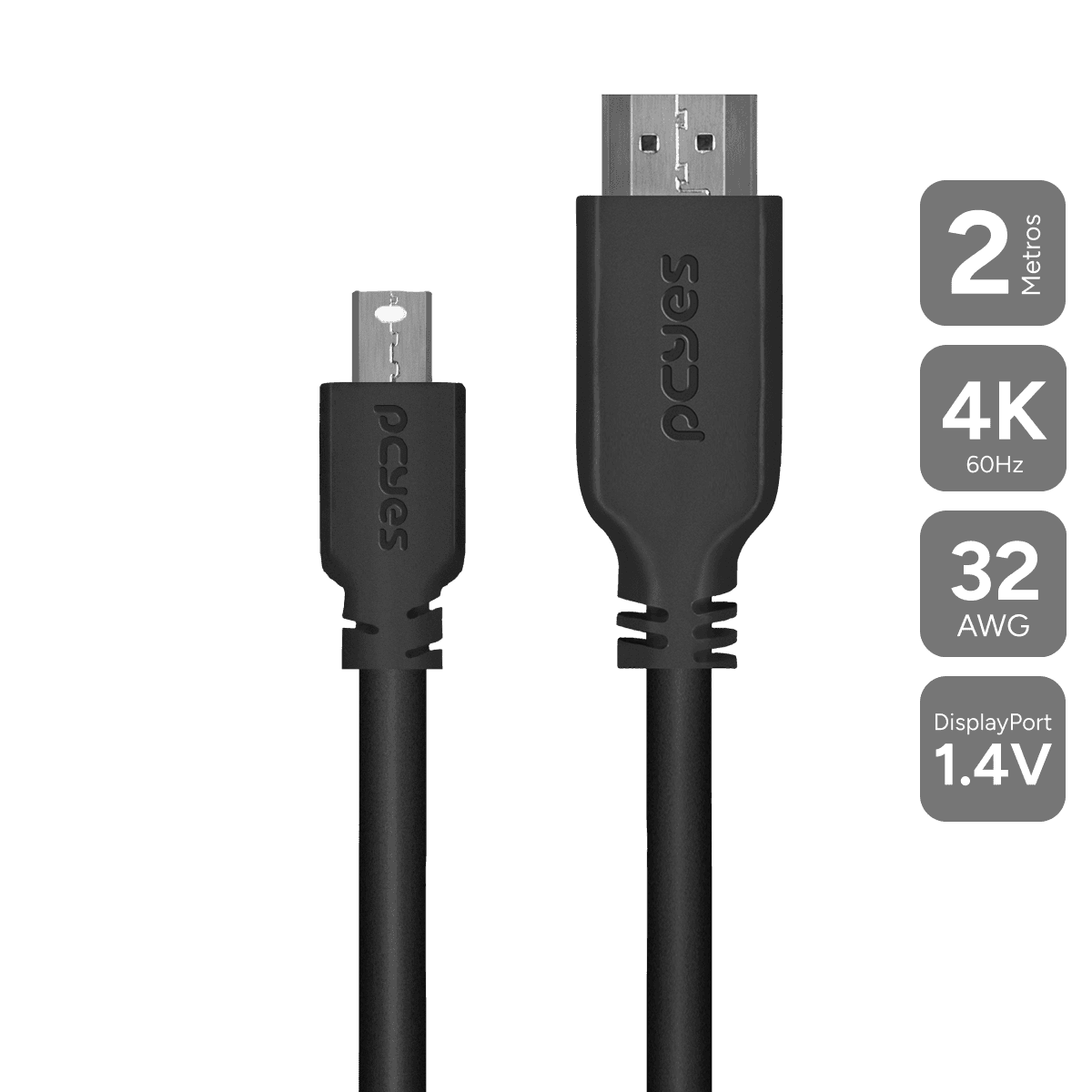 Cabo PCYES Mini DisplayPort para HDMI 2.0 2M 4K 60Hz PMDPH4K-2