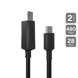 Cabo PCYES para Impressora USB Tipo-C para USB B 2.0 Preto 2m PUCBP-2 1