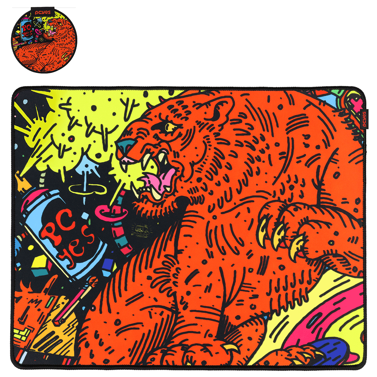 Mouse Pad Tiger Medium PCYES 500x400mm Speed Base Antiderrapante PMT50X40