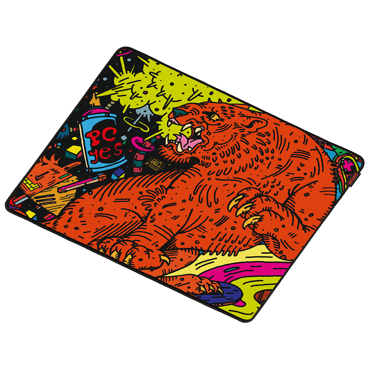 Mouse Pad Tiger Medium PCYES 500x400mm Speed Base Antiderrapante PMT50X40 detalhe