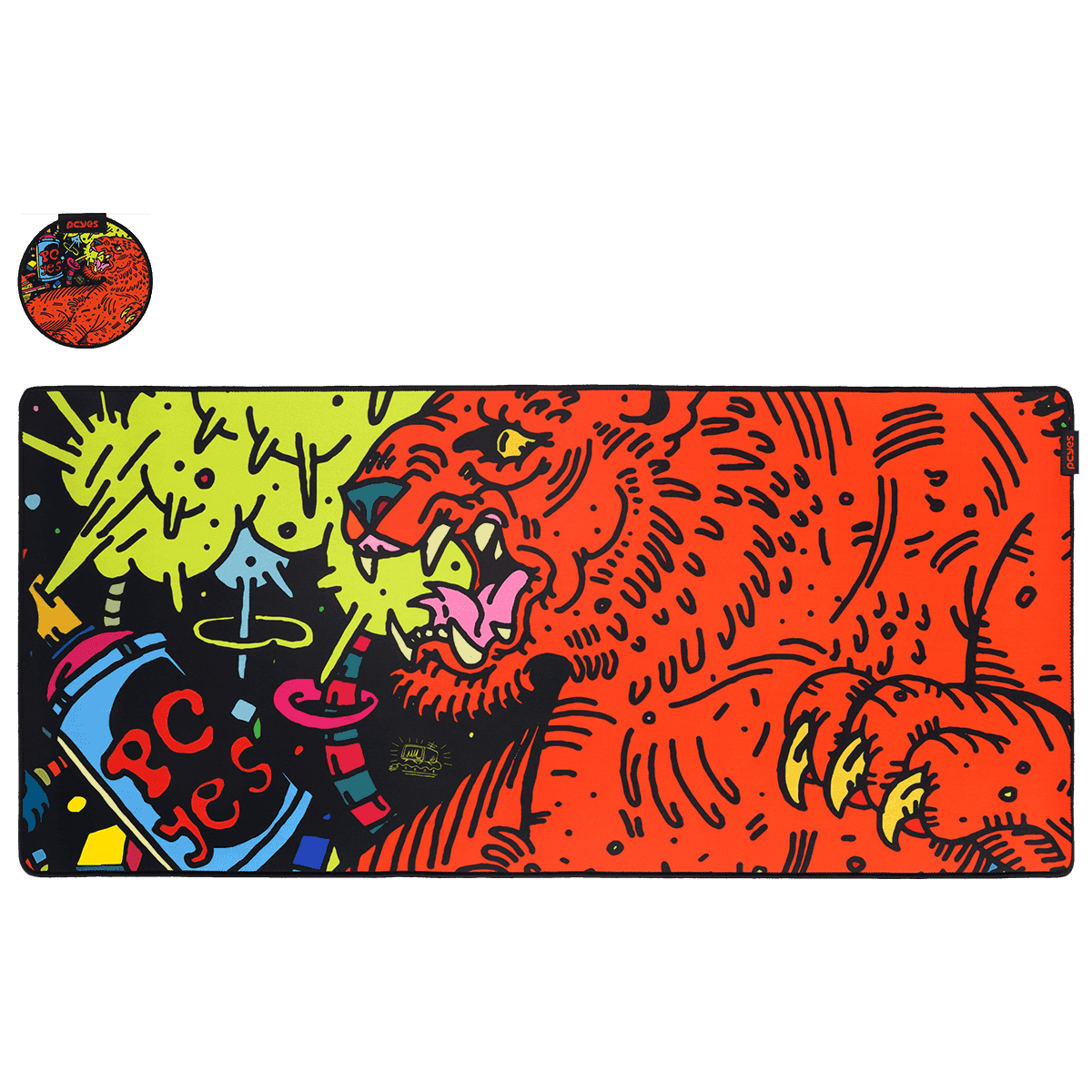 Mouse Pad Tiger Extended PCYES 900x420mm Speed Base Antiderrapante PMT90X42