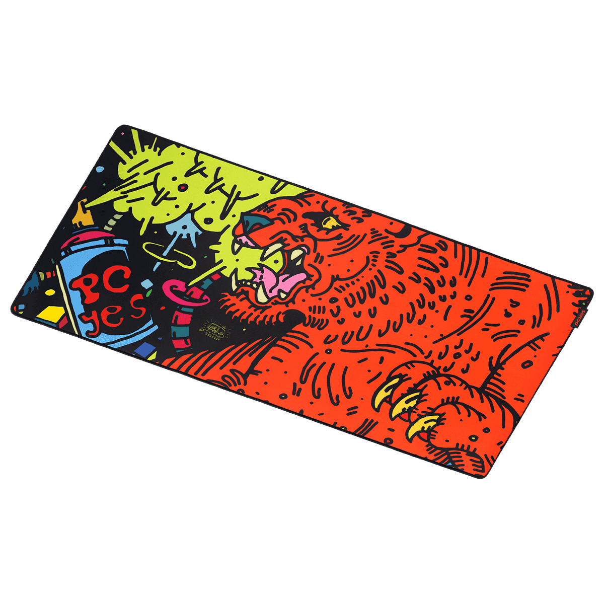 Mouse Pad Tiger Extended PCYES 900x420mm Speed Base Antiderrapante PMT90X42 detalhe
