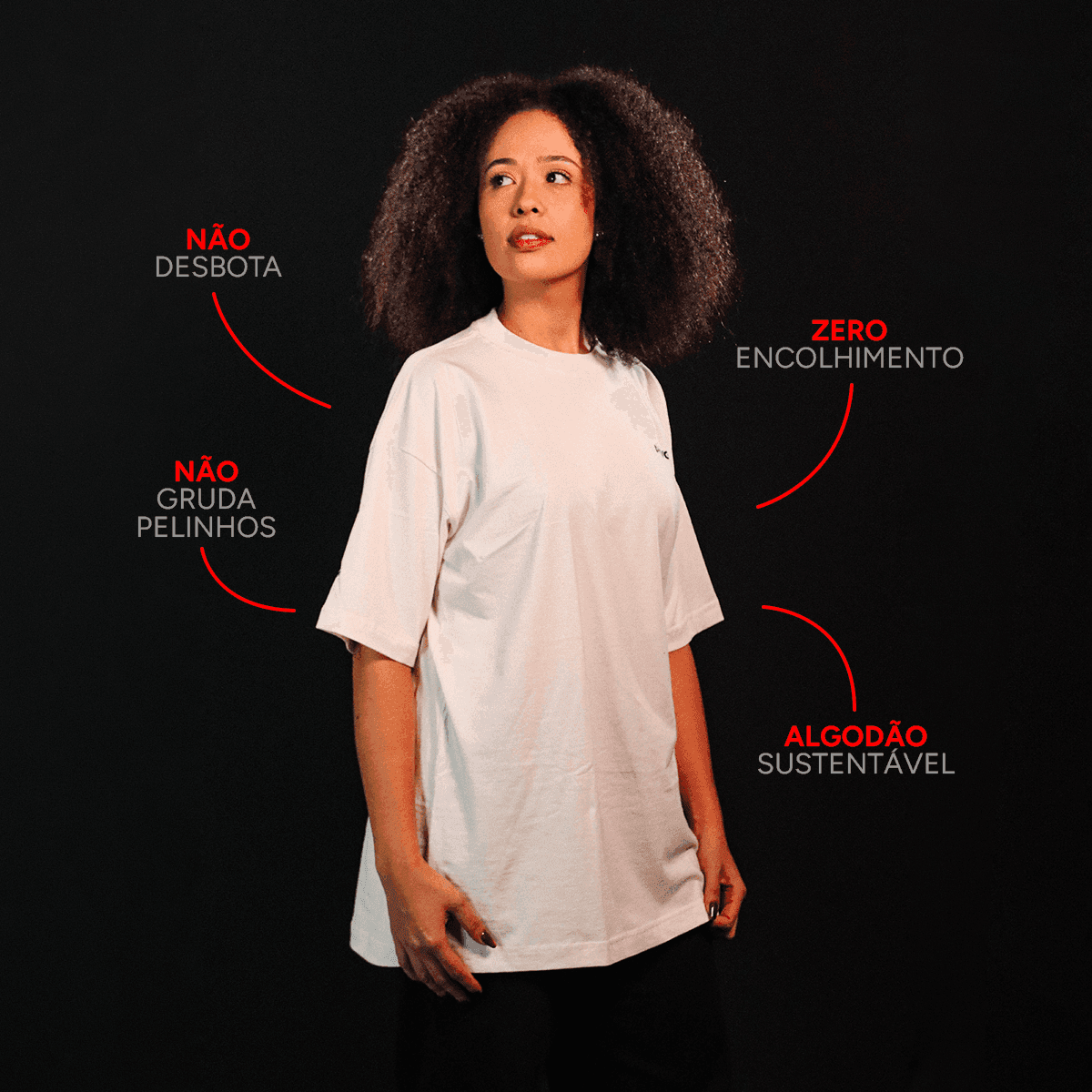 Camiseta PCYES Oversized Basic Off White Tamanho G em destaque